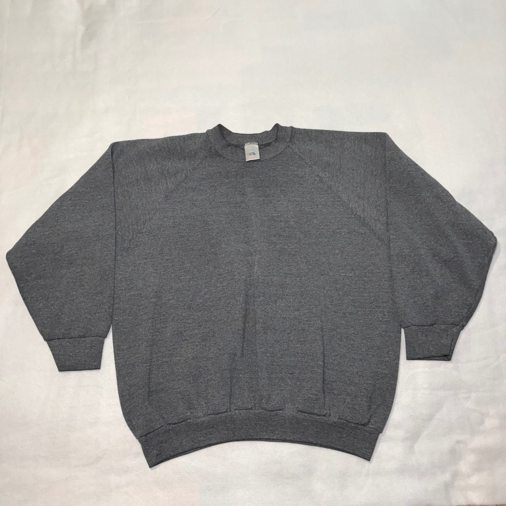 90s Fruit of the Loom Gray Crewneck Sweatshirt L Made in USA VTG Blank grunge
